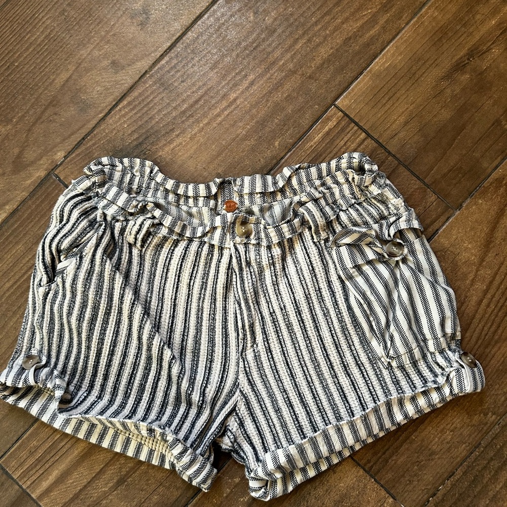 We The Free Black and White Striped Women Shorts